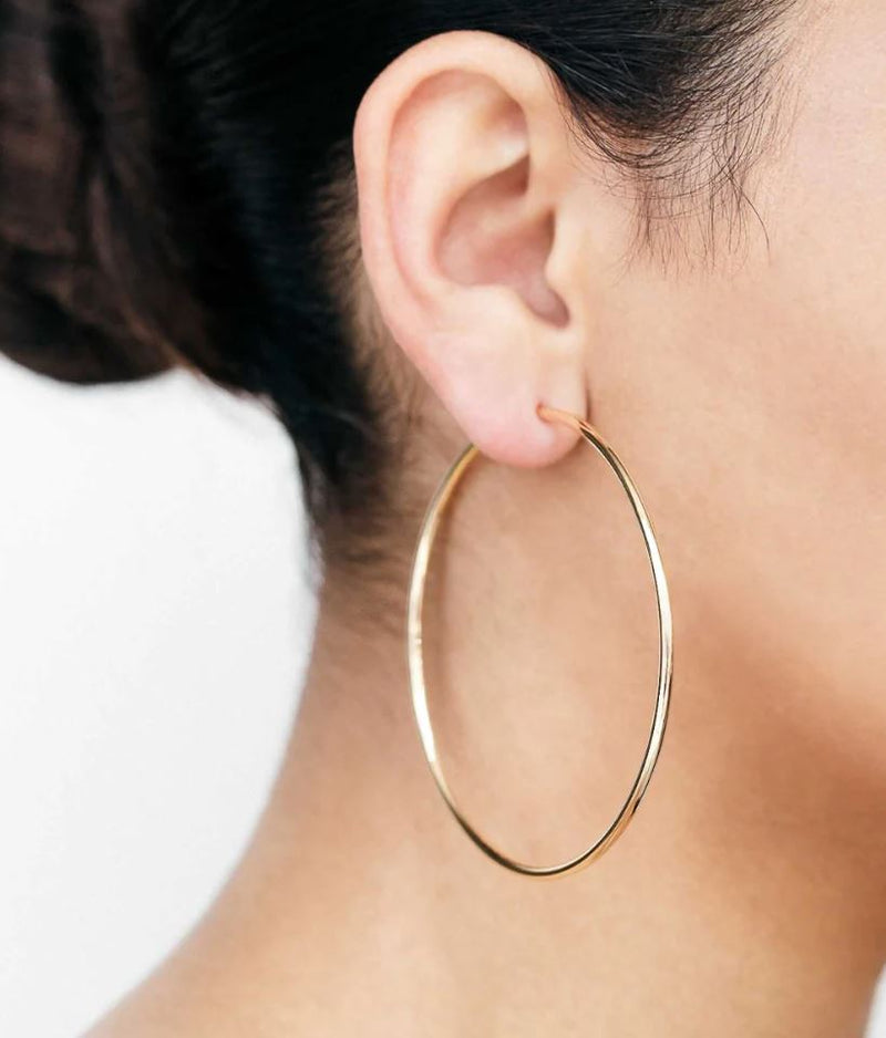 LARGE 2.5 INCH HOOP EARRING EXTRA THICK GOLD OR SILVER TONE ROUND HOOP  EARRINGS | eBay